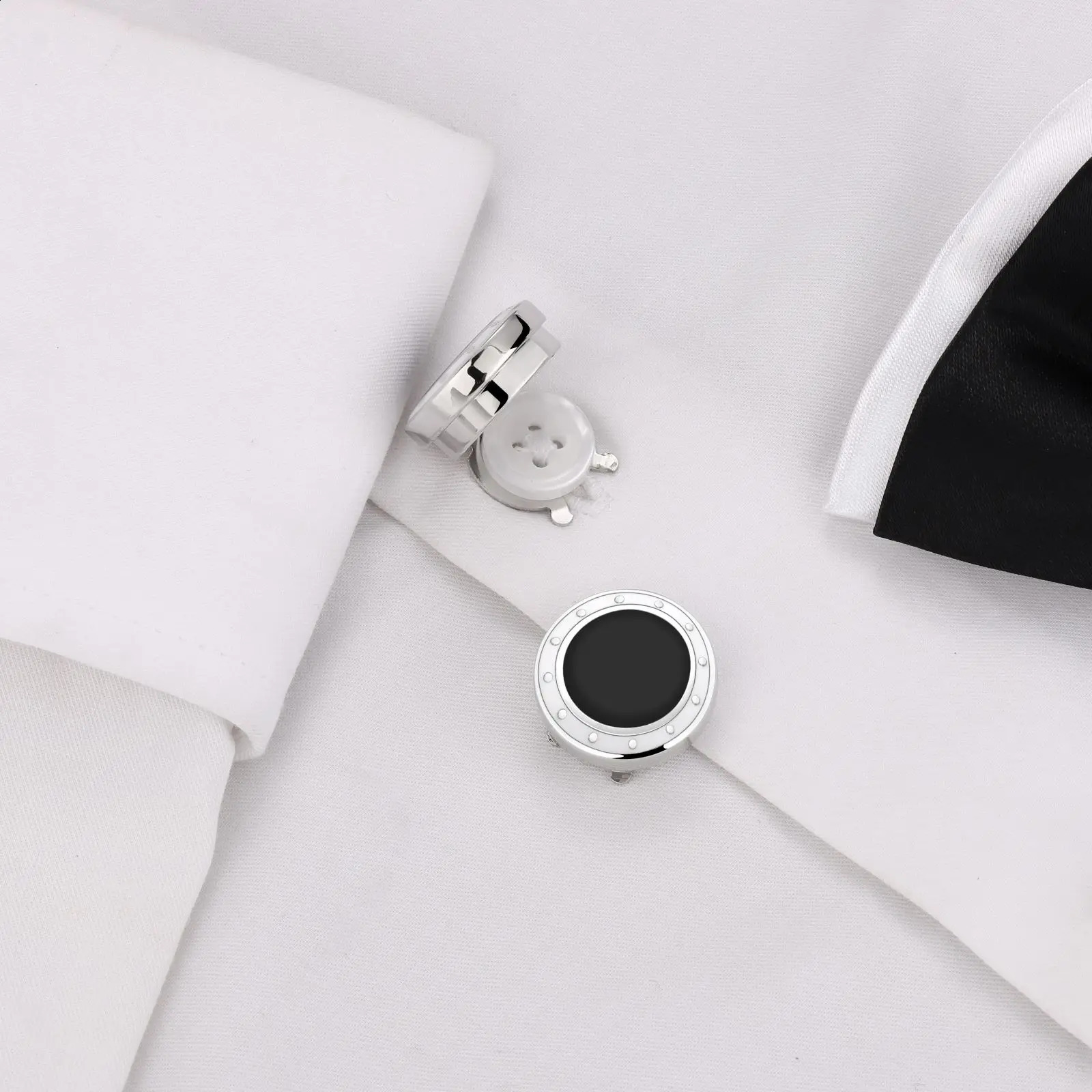 TAIGRAMA Blue Black Enamel Cufflinks Button Cover for Men shirts Mens Wedding Dress Cover Buttons Jewelry Elegance Cuff Links 250107 L251024