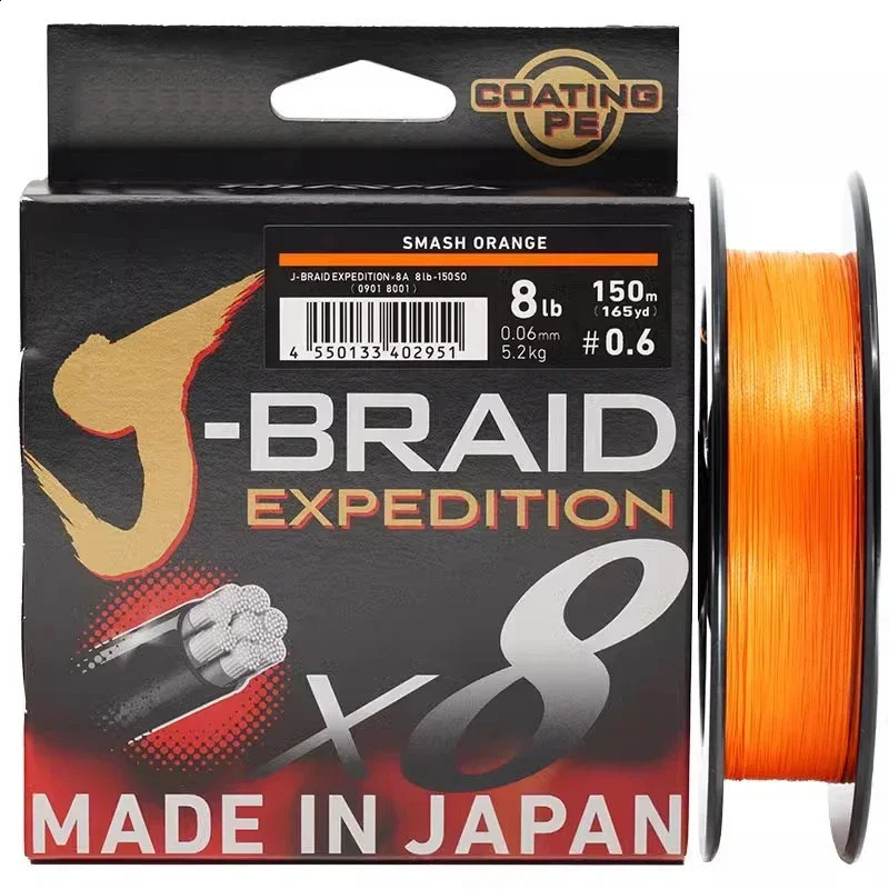 Original DAIWAPE Fishing Line J-BRAID Expedition X8 150M 300M Braided PE Braid IZANAS wire Dark Green Orange Multicolor PESCE 250107