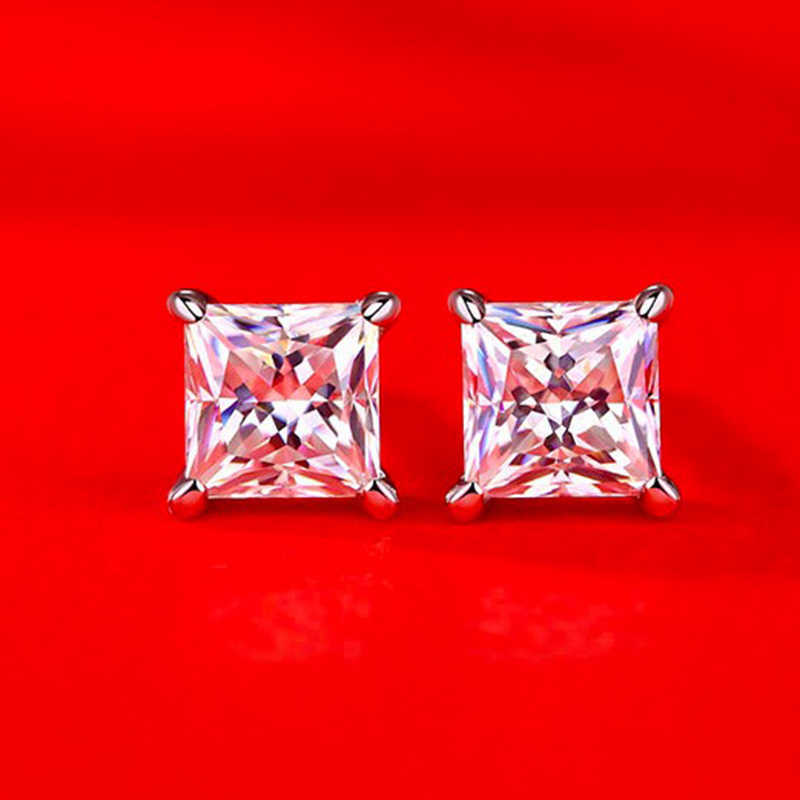 S925 Sterling Silver Moissanite Earrings for Women Classic Simple Fashion Plating 18K White Gold Stud Earrings Jewelry Wholesale