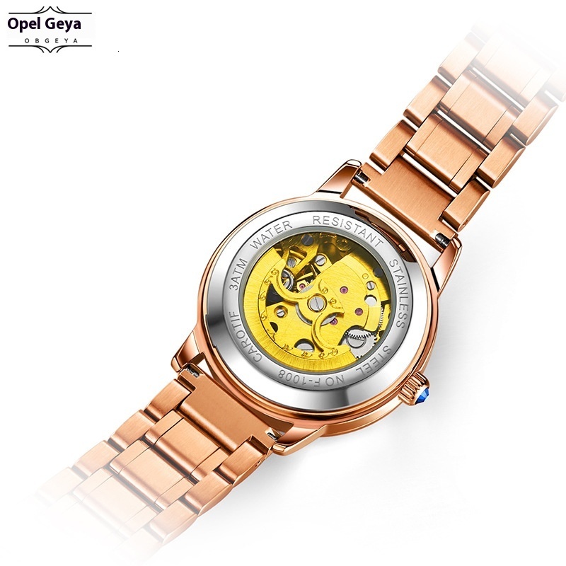 Luxury Fashion Night Glow Waterproof Diamond-Encrusted Skeleton Ladies' Automatic Mechanical Watch
