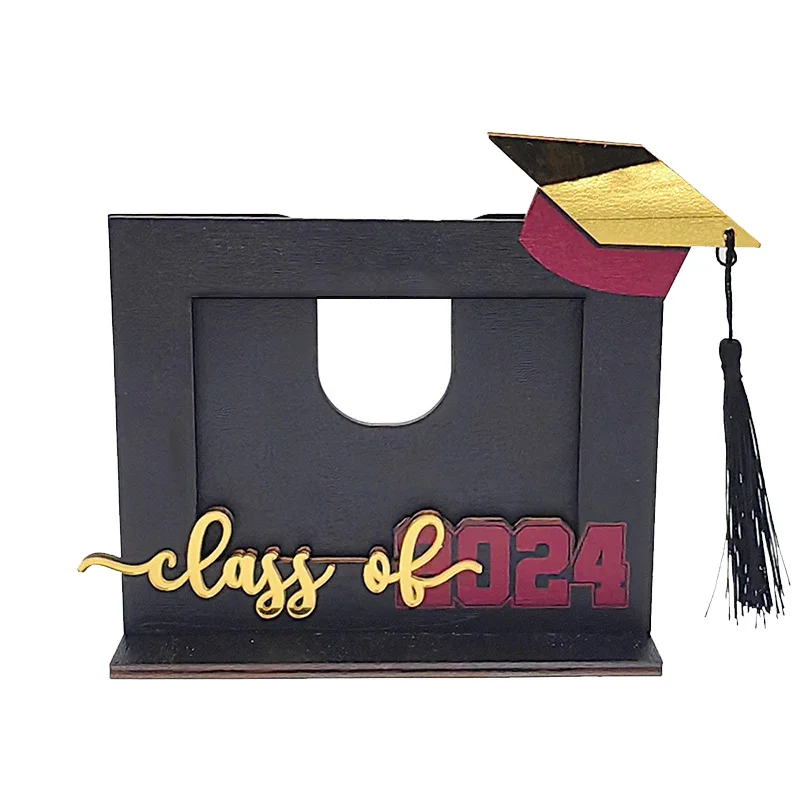 2024 Season Photo with Bachelor Hat Wooden Picture Frame Stand Graduation Party Ceremony Gifts Decorations H260306