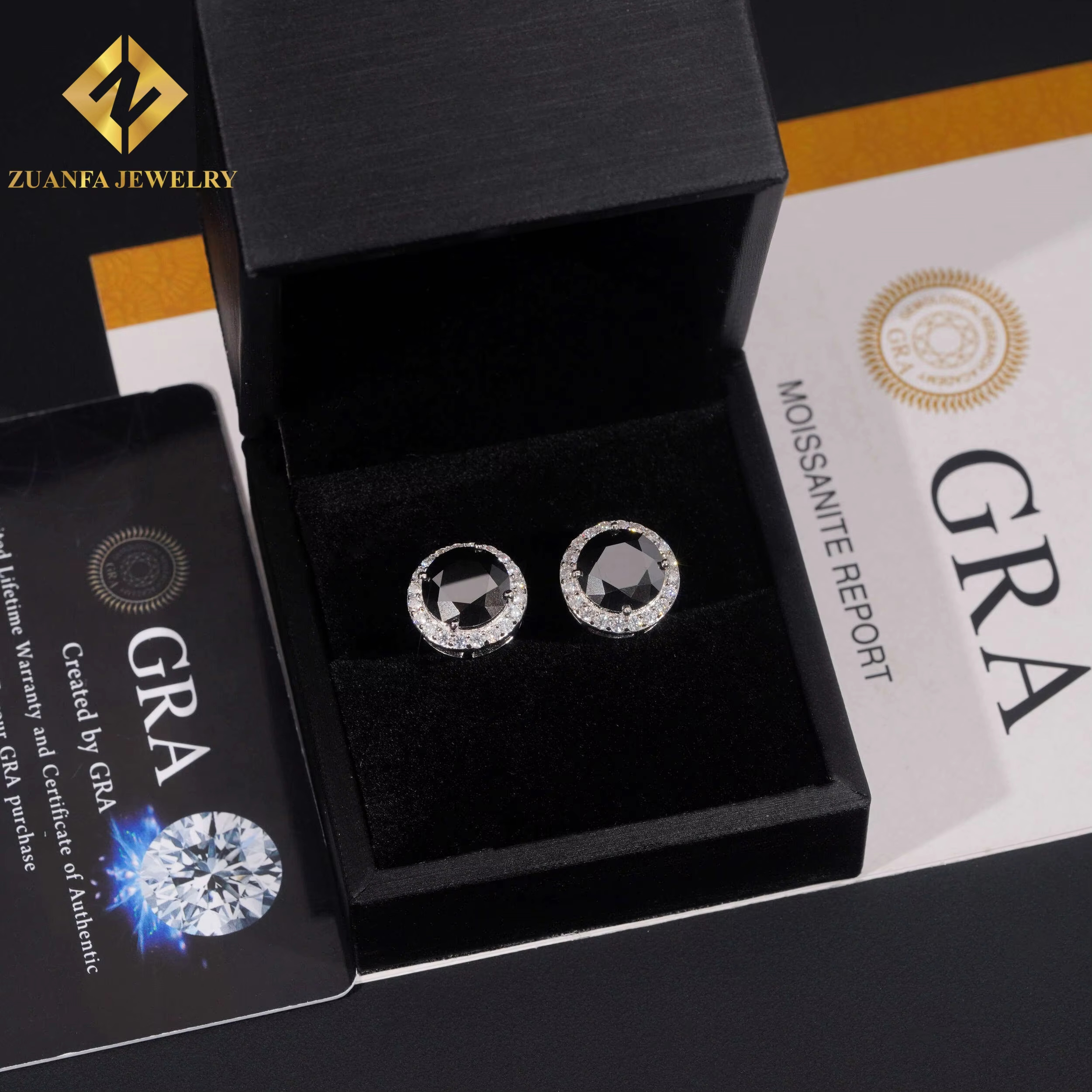 Sterg VVS Moissanite Gold Sier Black White Stud Earring Dazzg and sparkg Jewelry Unisex