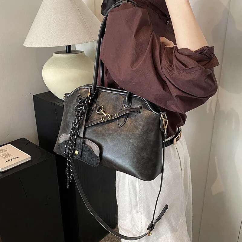 LEFTSIDE PU Leather Tote Bags For Women Winter New Trend Y2k Korean Fashion Female Shoulder Crossbody Bag Lady Handbags