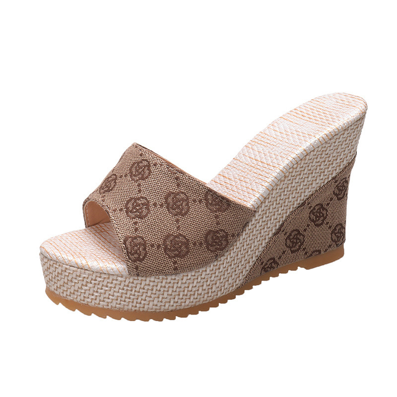 free shipping designer Sandals Simple and fashionable shoes women's summer vintage Wedge slipper zipper