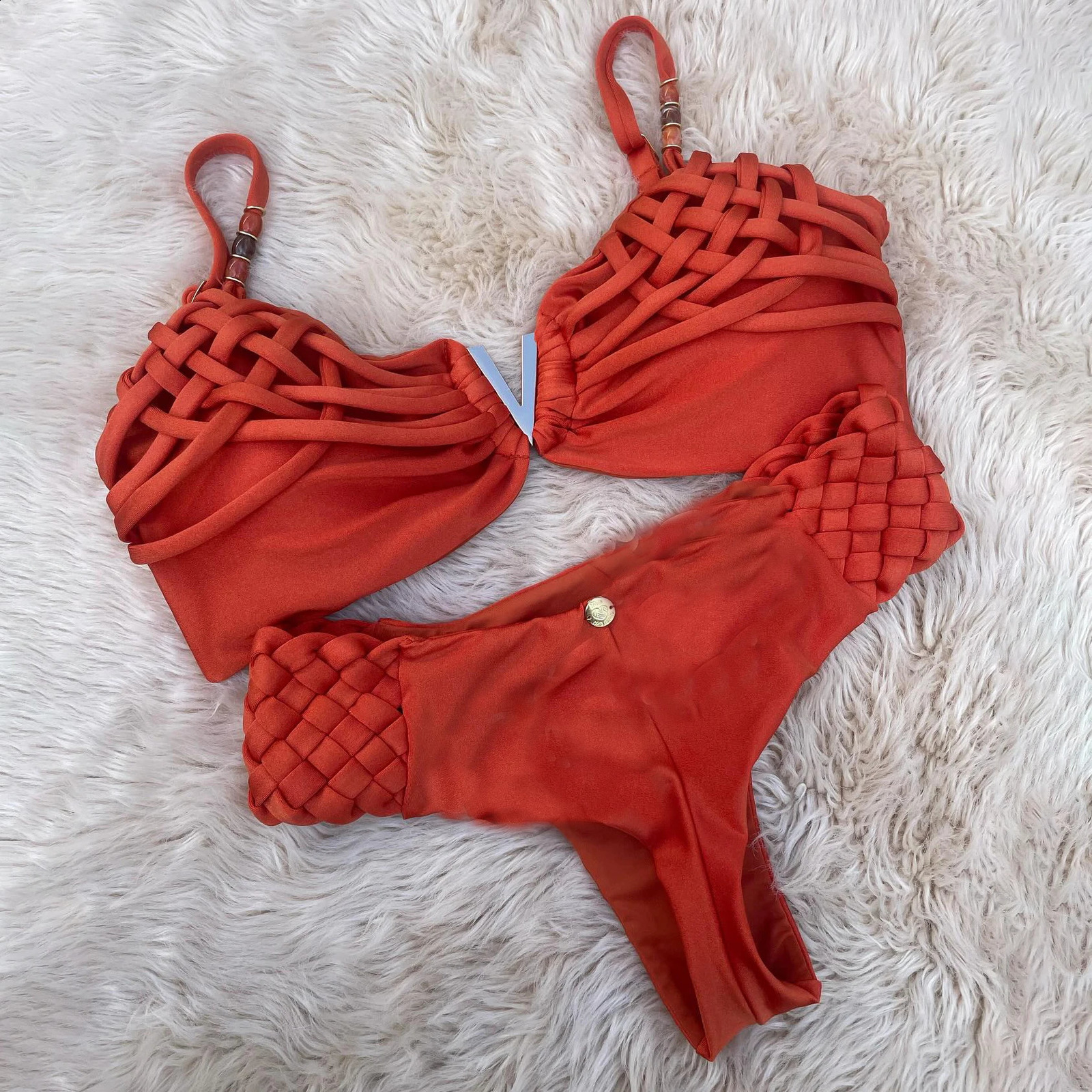 2-piece swimsuit sexy bikini womens swimsuit V-neck swimsuit push up Biquini crochet swimsuit beachwear 250110