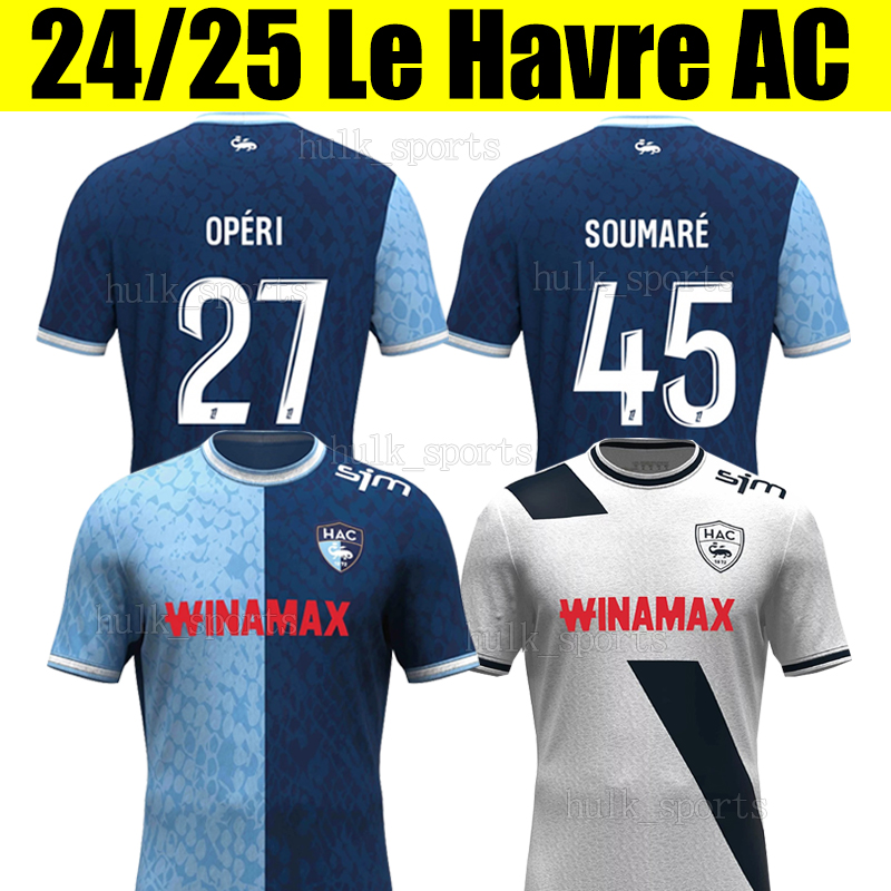 24/25 Le Havre AC Soccer Jerseys 2024 2025 Stade Oceane A.TOURE G.LLORIS CASIMIR NDIAYE KUZYAEV SANGANTE SABBI JOUJOU SOUMARE A.AYEW NGOURA GRANDSIR men Football Shirts