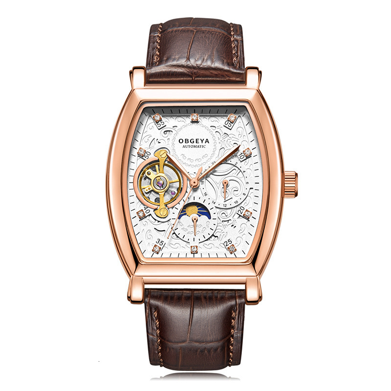 Business Leather Strap Waterproof Mechanical Watch for Men
