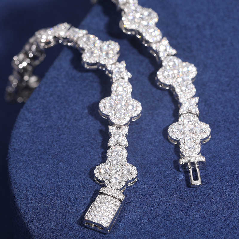 Lab Grown Sterling Sier Gra Certified Pass Dia Tester Fine Jewelry Moissanite Cross Bracelet For Men Free door-to-door delivery