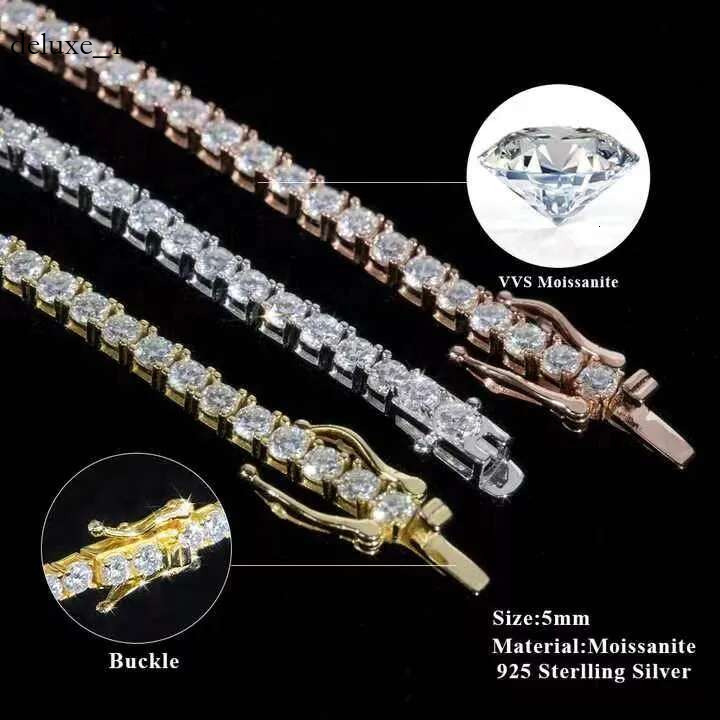bracelet tennis Hip Hop necklace fashion Jewelry Pass Dia Tester 5mm vvs moissanite iced out cuban chain for men women