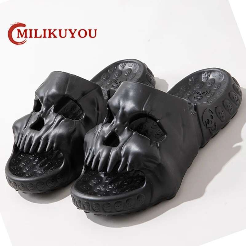 2024 Skull Design Slippers Men Outdoor Novelty Slides Thick Sole Platform Beach Shoes Unisex Non-slip Women Sandals 36-47