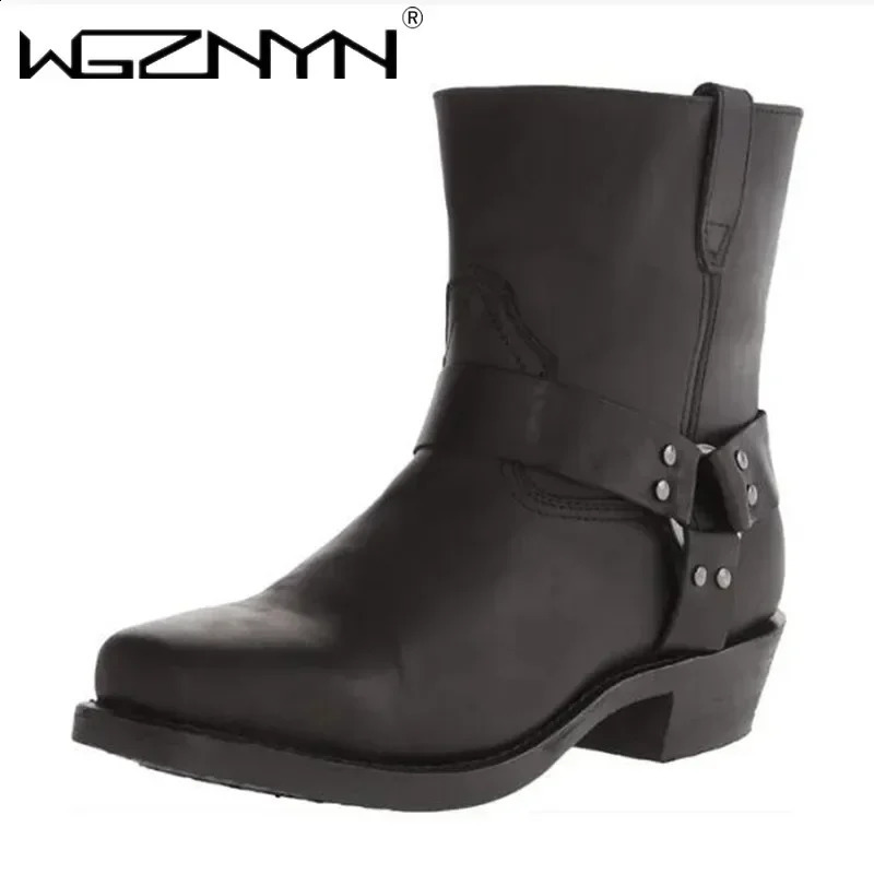 2025 Outdoors Men Western Boots Vintage Cowboy Boots Male Lightweight Comfort Knight Boots Autumn Winter Shoes Large Size 48 250106