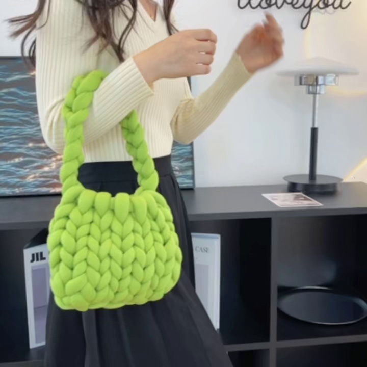 Iceland Coarse Yarn Hand Woven Material DIY Homemade Designer Handbag Handbag Shoulder Bag Diagonal Cross Finished Product