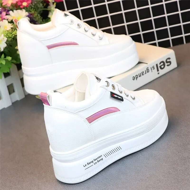 10CM Women's Sneakers Spring Sequined Casual Women Platform Heels Wedges Height Increasing Vulcanized Shoes