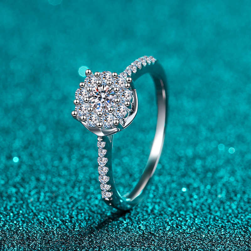 Fine Fashion Women Ring pt950 Gold Plated 20 Point Moissanite Manufacturer Wholesale Sterling Silver 925 Ring