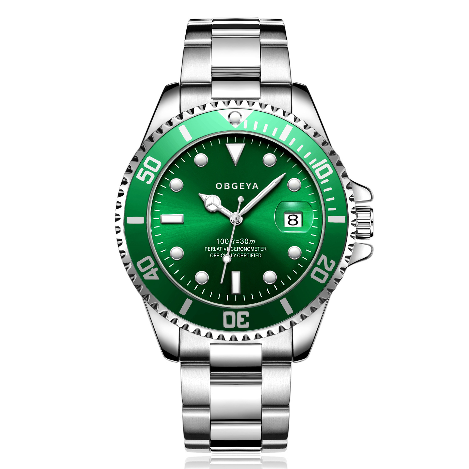 Men's Elegant Mechanical Watch with Large Dial, 30M Waterproof, and Stainless Steel Band
