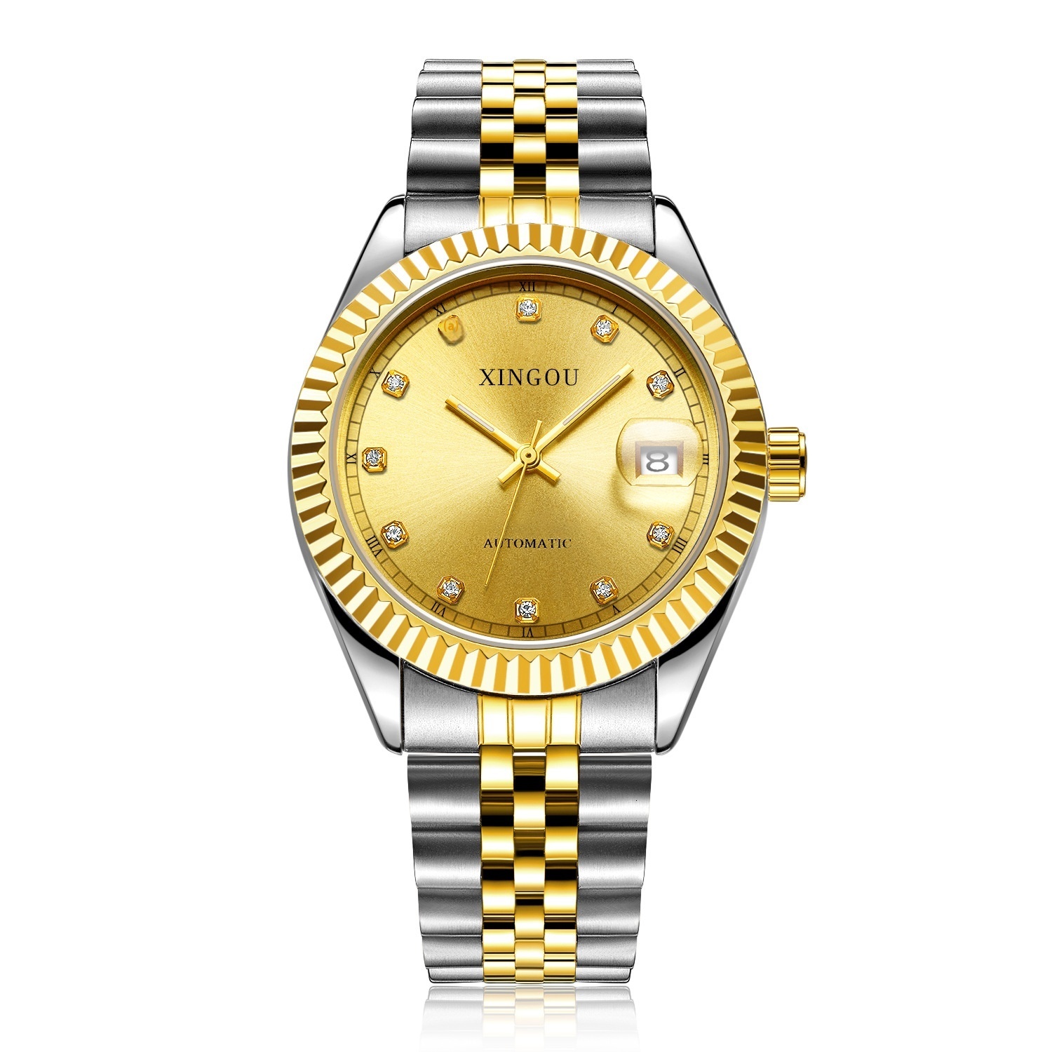 High-End Minimalist Automatic Mechanical Watch with Diamond, Night Glow, and Waterproof Feature
