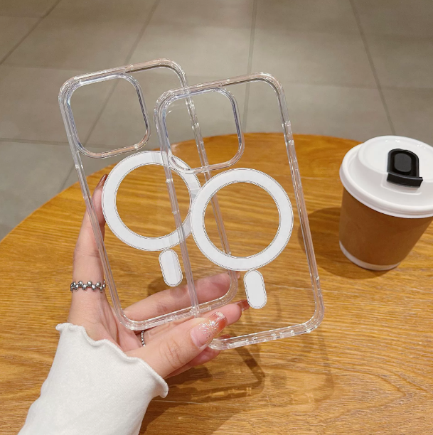 iPhone 2025 Transparent acrylic shock-proof case - Transparent, MagSafe compatible with multiple models Pack of 3