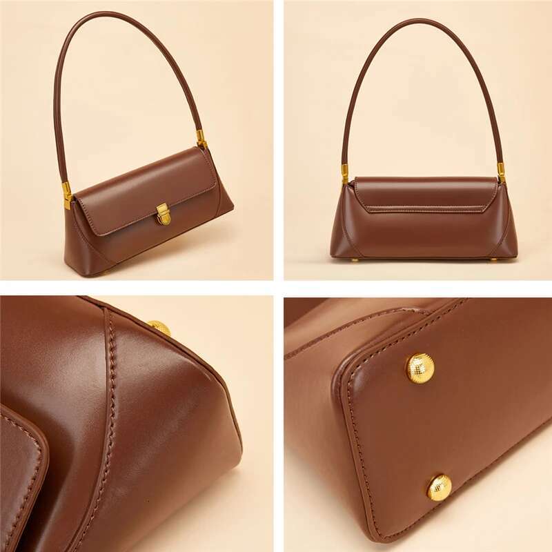 Hifashion Cowhide Genuine Leather Underarm Shoulder Bags For Women Trend Designer French Style Female Tote Ladies Handbags