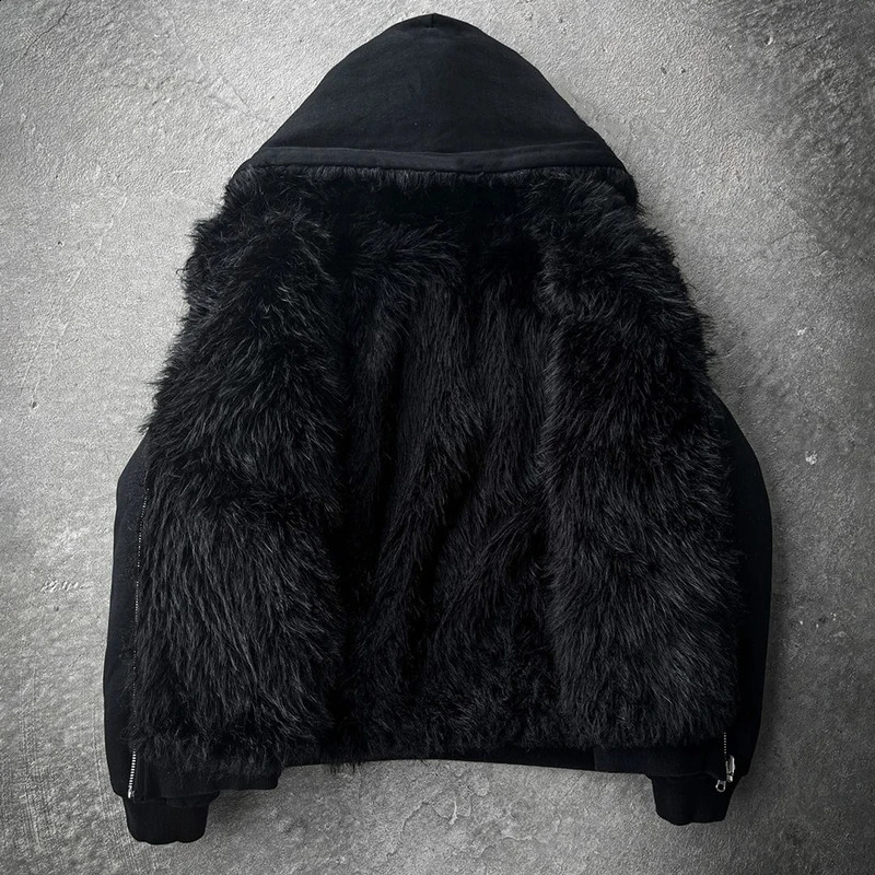 Plush fur Aesthetics Graphic Print Hip Hop Y2K Zip up hoodie Fashion Punk Oversized Rock Gothic Zipper Hoodie sweatshirt Vintage 250109