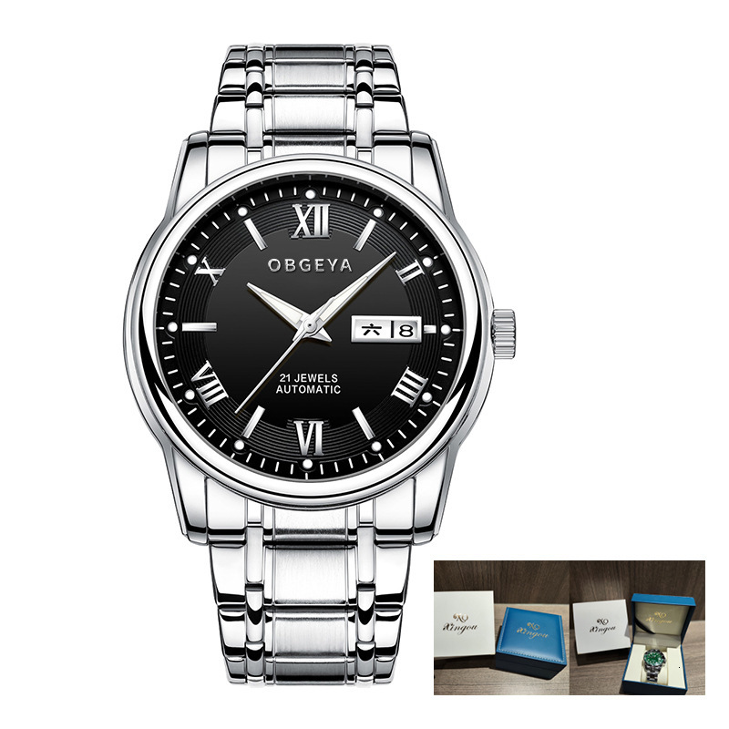 Trendy Waterproof Day Date Automatic Mechanical Watch for Men