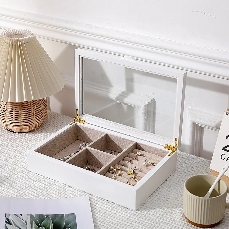 Wood Jewelry Boxes Vintage Jewelry Display Storage Earring Necklace Gift Box Mystery Box Wedding Gift Earring Organizer 250106