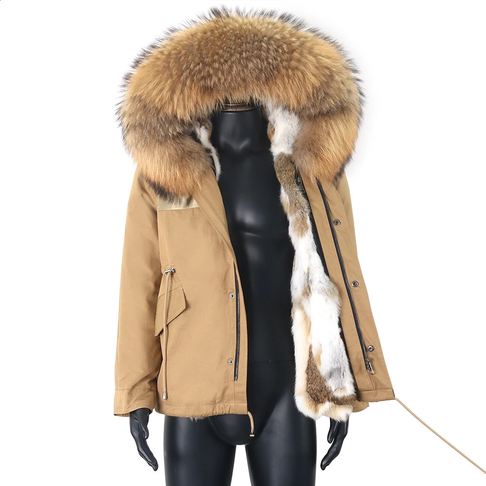 Short Men Parka Winter Jacket Natural Raccoon Fur Collar Hood Thick Warm Real Outerwear Streetwear Coat 250107