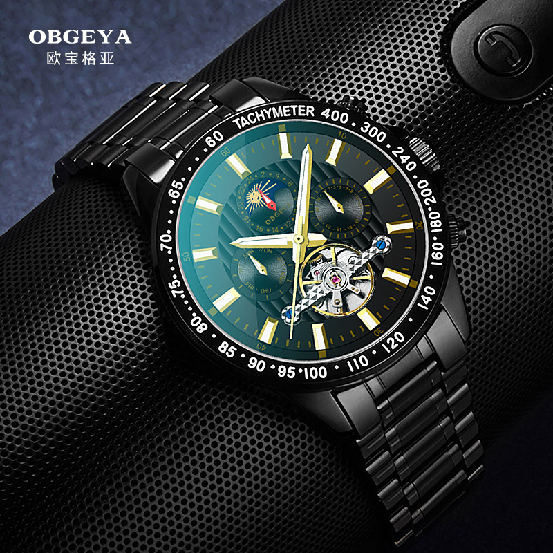 Men's Sporty Casual Watch with Large Dial and Automatic Mechanical Movement