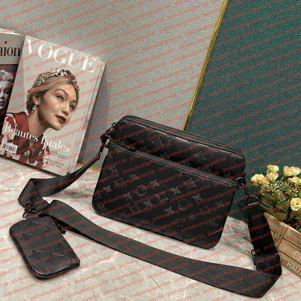 Handbags Men Leather TRIO Messenger Bags Luxury Shoulder Bag Make up Bags Designer Handbag Luxurys designers Mens Shoulder Bags