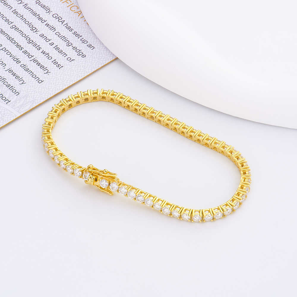 High Quality 3mm Silver 925 VVS VVS1 Real Moissanite Lab-Grown Moissanite Round Shape Tennis Chain Bracelet