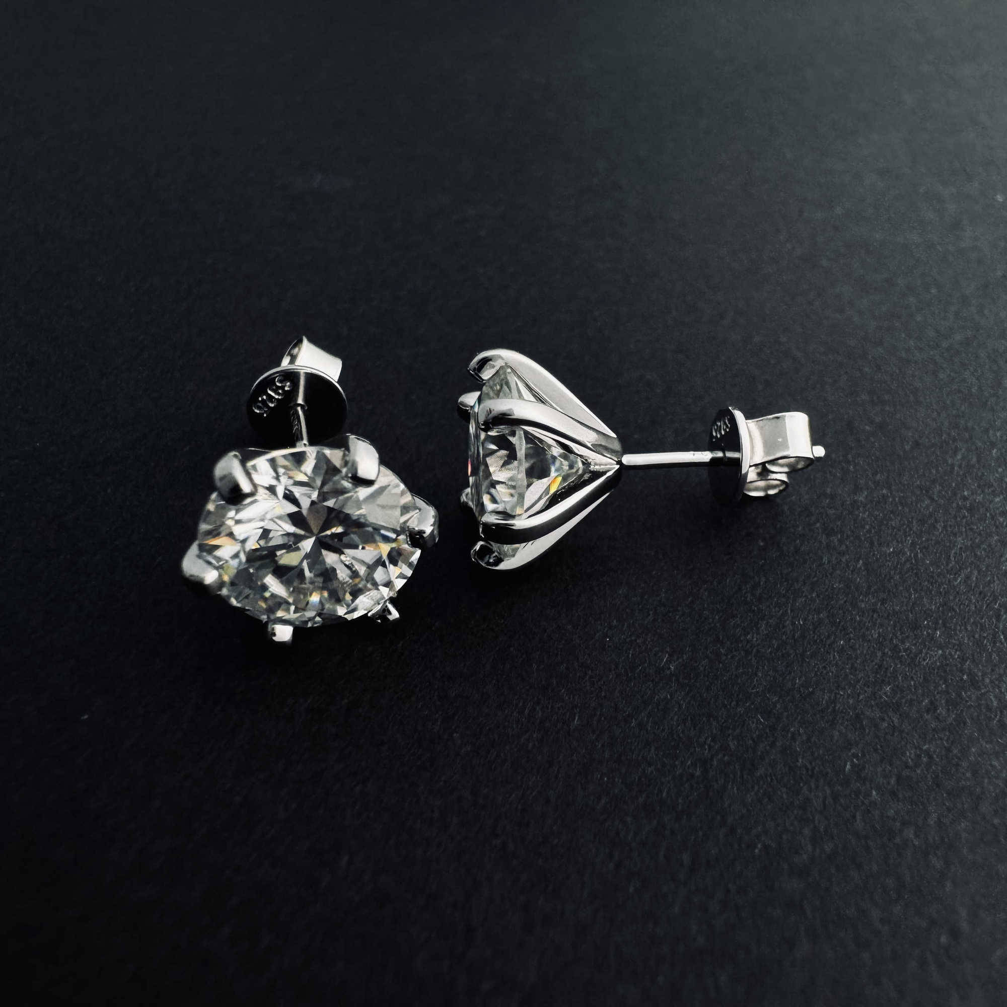 round Shape Moissanite Earrings for Women Custom White Gold Plated Sterling Silver Elegant Chic Accessory