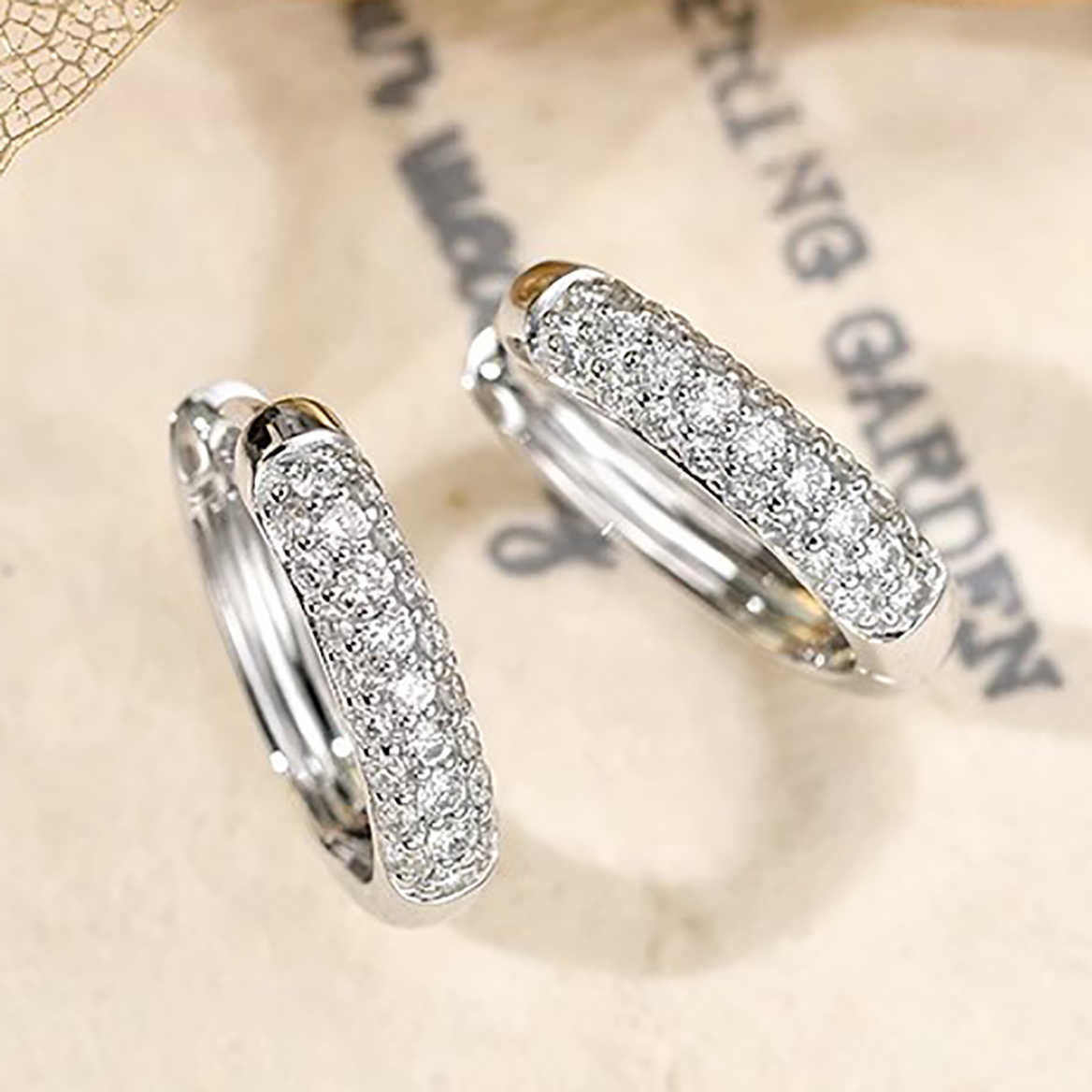 CAOSHI Elegant Paved Full Imitated Moissanite Circle Earrings For Fashion Party Women Wedding Silver Plated CZ Hoop Earrings OEM