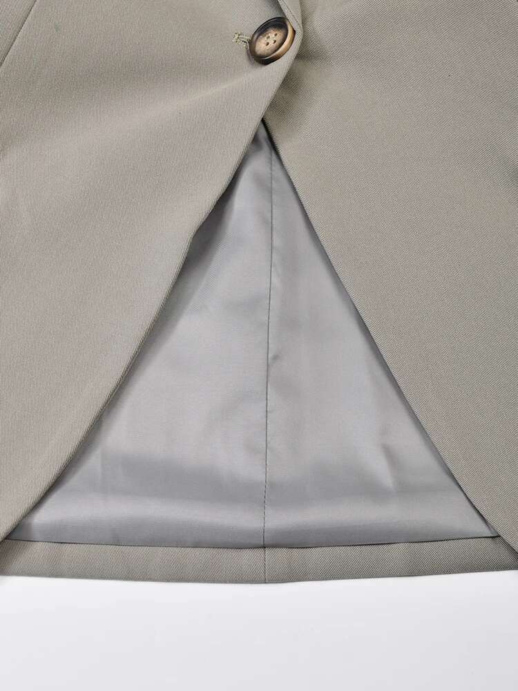 Women Gray Cross Bandage Casual Blazer New Lapel Long Sleeve Loose Fit Jacket Fashion Tide Spring Autumn 2025 Cp2134