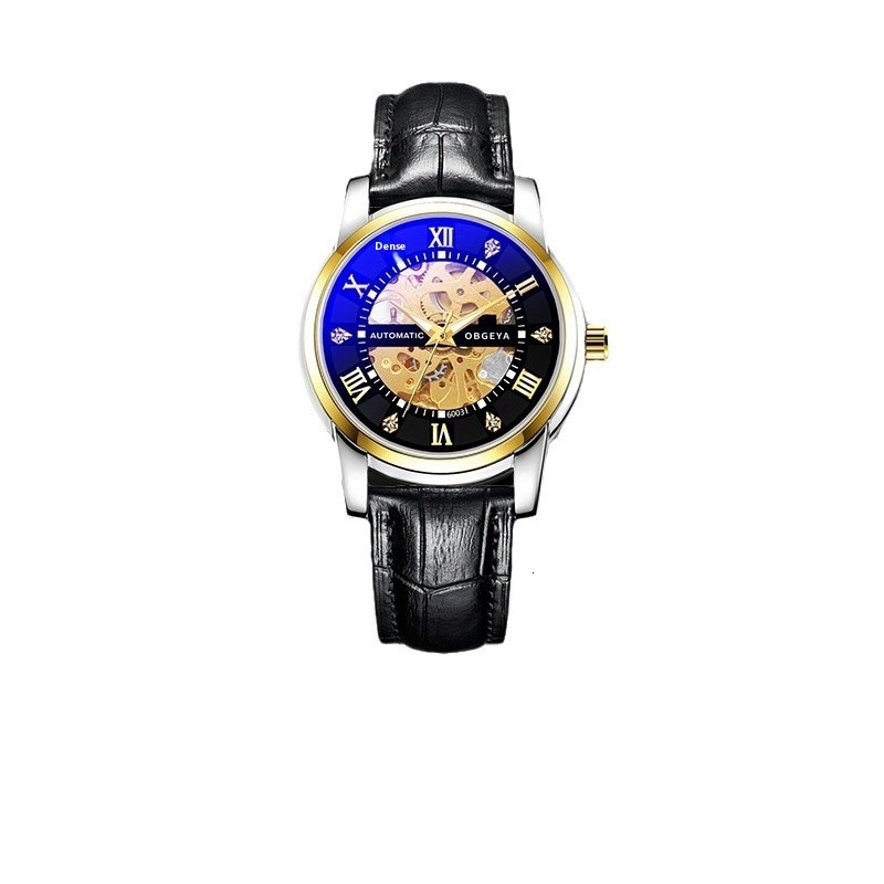 Men's Automatic Mechanical Watch with Stainless Steel Band, 30M Waterproof, and Night Glow