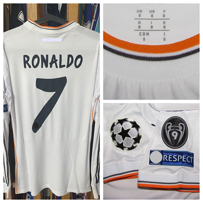 Match Worn Player Issue rm 13/14 ucl final Shirt Jersey Long/Short Sleeves Benzema CR Sergio Ramos Football Custom Name Number Patches Sponsor