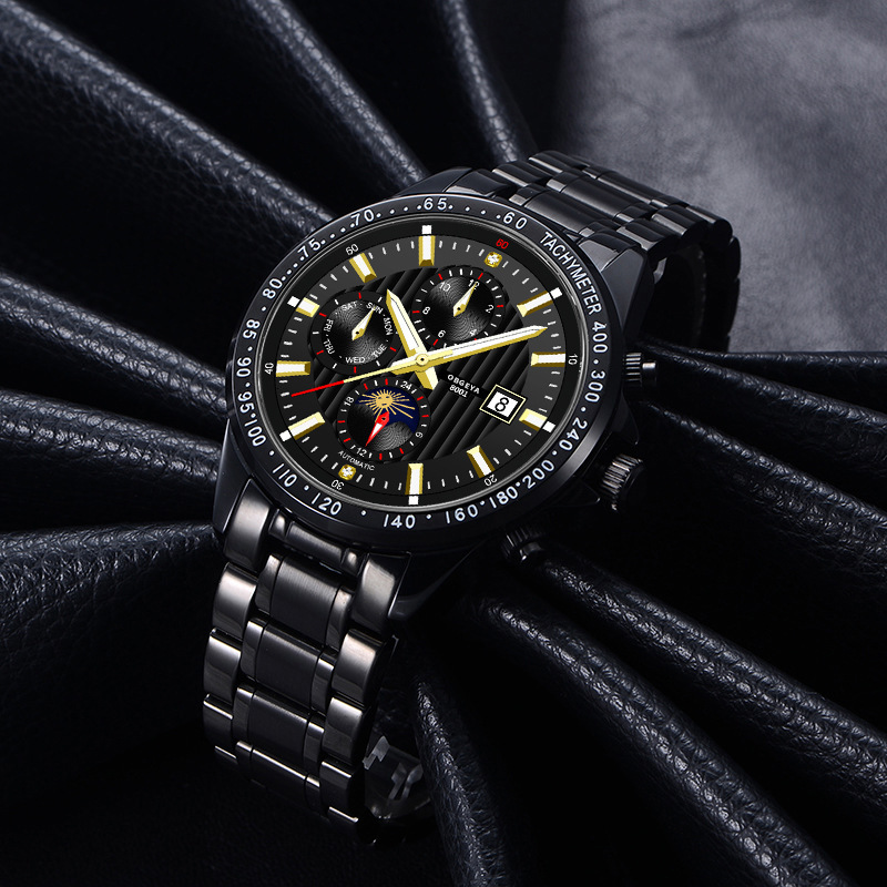 Men's Mechanical Watch with Scratch-Resistant Synthetic Sapphire Crystal and Black Face
