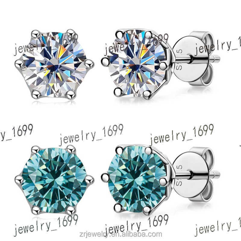 Black Green Moissanite Earrings Stud 14k Gold Round Silver Hoop Earring Set Vvs Moissanite Earrings