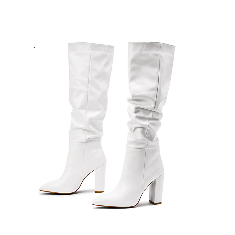 - Same Style Pointed Toe Thick Heel Knee High Boots For Fashion Shows, 2024 Winter New Women's Shoes