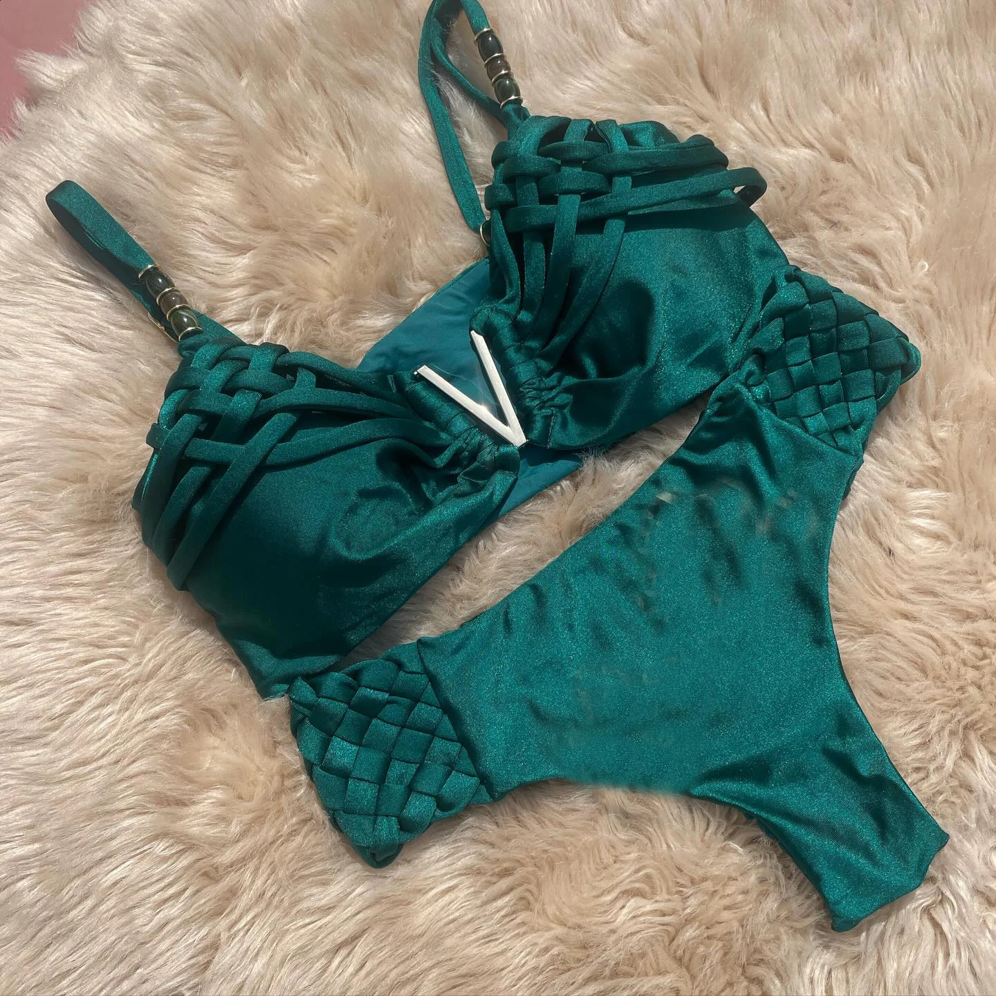 2-piece swimsuit sexy bikini womens swimsuit V-neck swimsuit push up Biquini crochet swimsuit beachwear 250110