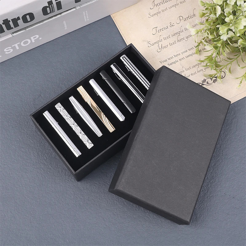 8Pc/10PC Exquisite Metal Tie Clip Set With Gift Box Wedding Guest Gift Man Tie Clip Men Gift Business Jewelry For Husband 250107