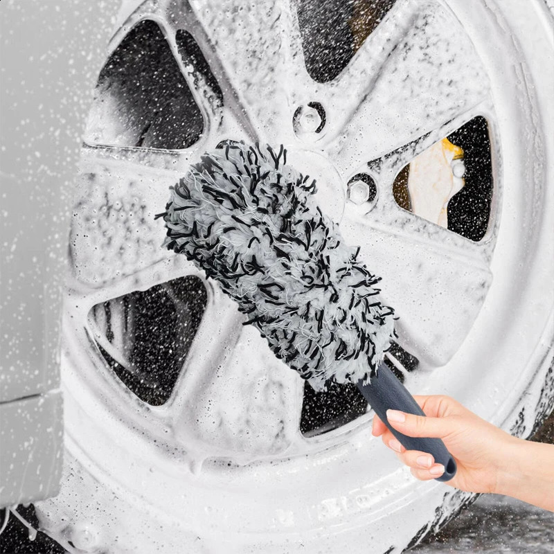 Car Wash Super Brush Plush Premium Wheels NonSlip Handle Easy To Cleaning Rims Spokes Wheel Barrel Accessories 250103