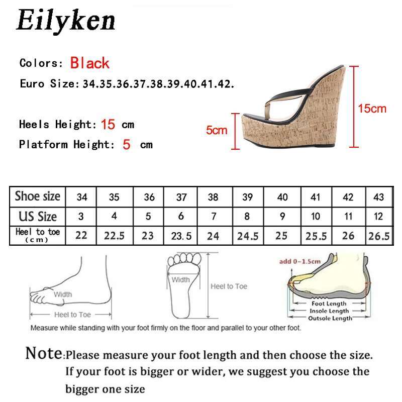 Eilyken Catwalk Style Super High Heel Wedge Platform Flip Ps Woman Slippers Fashion Beach Shoes Outdoor Ladies Summer Sandals