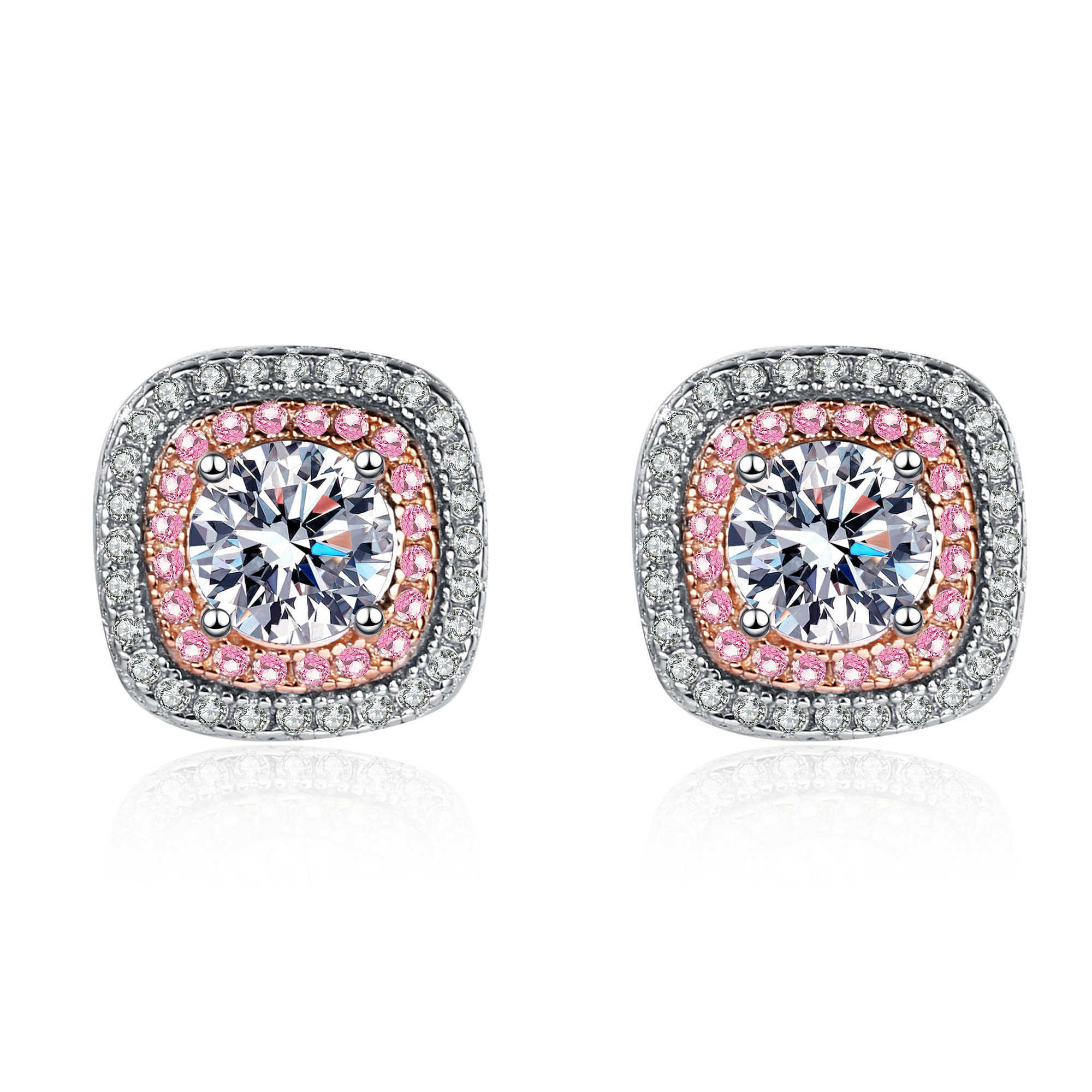 High quality exquisite jewelry wholesale S925 sterling silver Stud earrings plated two-color 1CT moissanite earrings for women