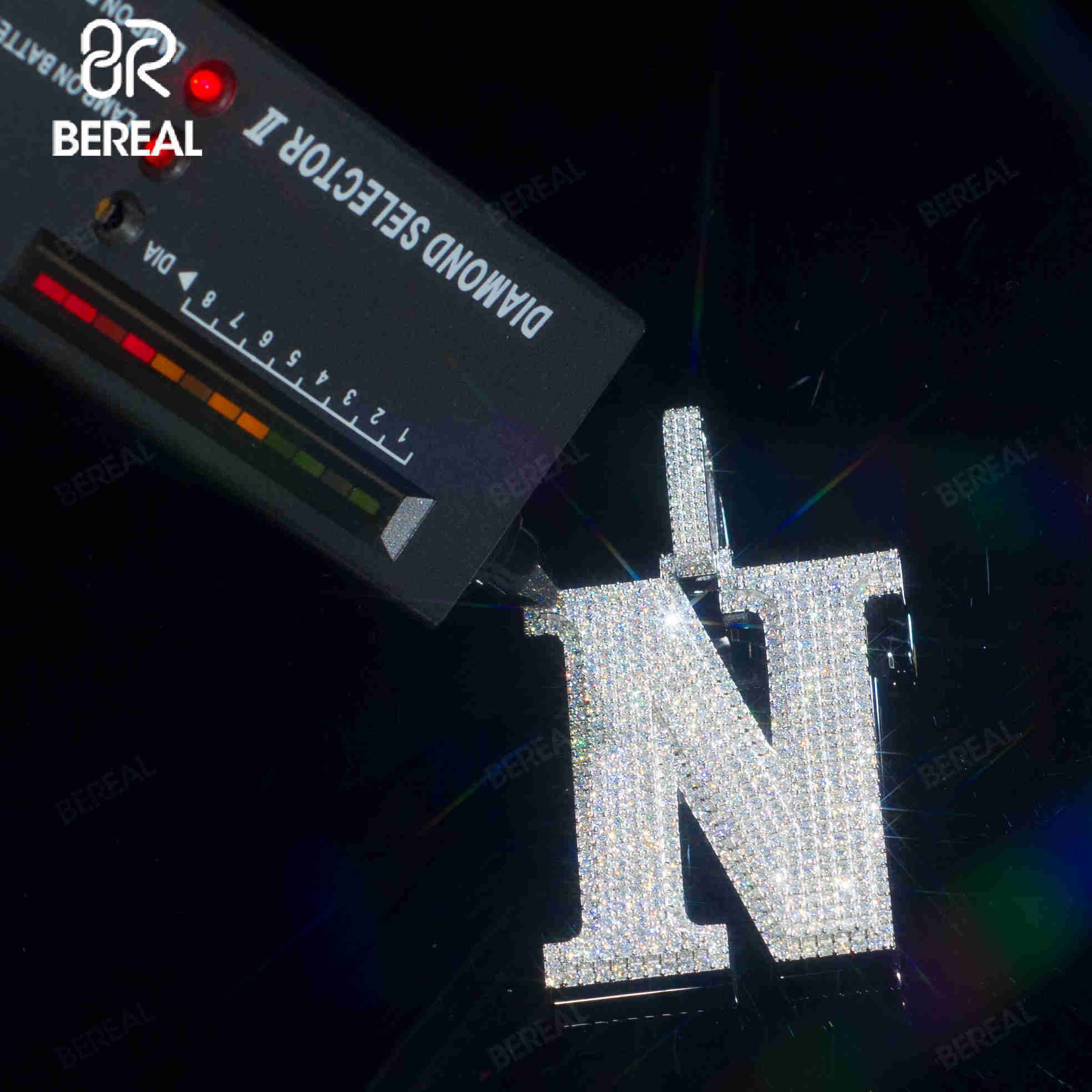 Pass Diamond Tester Vvs Moissanite Letter Pendant Iced Out Round Brilliant Cut Diamond Gold Plated 925 Silver Initial Pendant