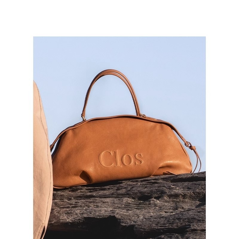 Clos25 New Fortug Vegetable Tanned Designer Handbag Cowhide Large Capacity Handbag, Pillow Bag, Bowling Bag