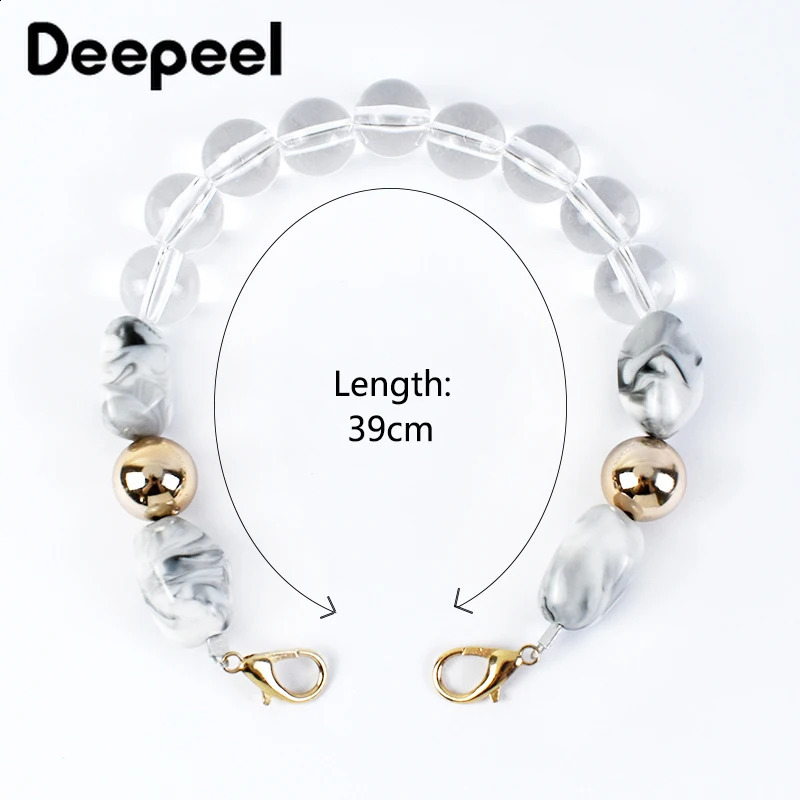 Deepeel 43-46cm Retro Acrylic Handbag Shoulder Strap Pearl Resin Stone Chain Lower Arm Bag Replacement Handle DIY Accessories 250109