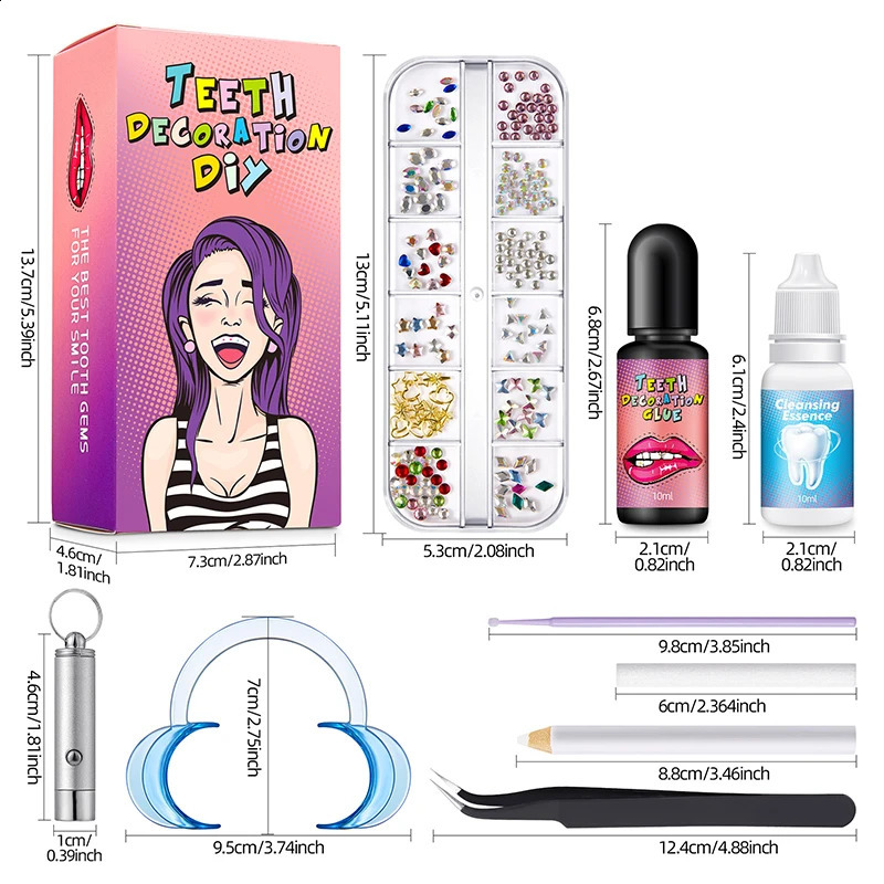 1Set Professional Tooth Gem Kit Diy Love Horse Eye Crystals Jewelry Kit Teeth Gem Kit Tooth Gems For Teeth Jewelry Starter 250107