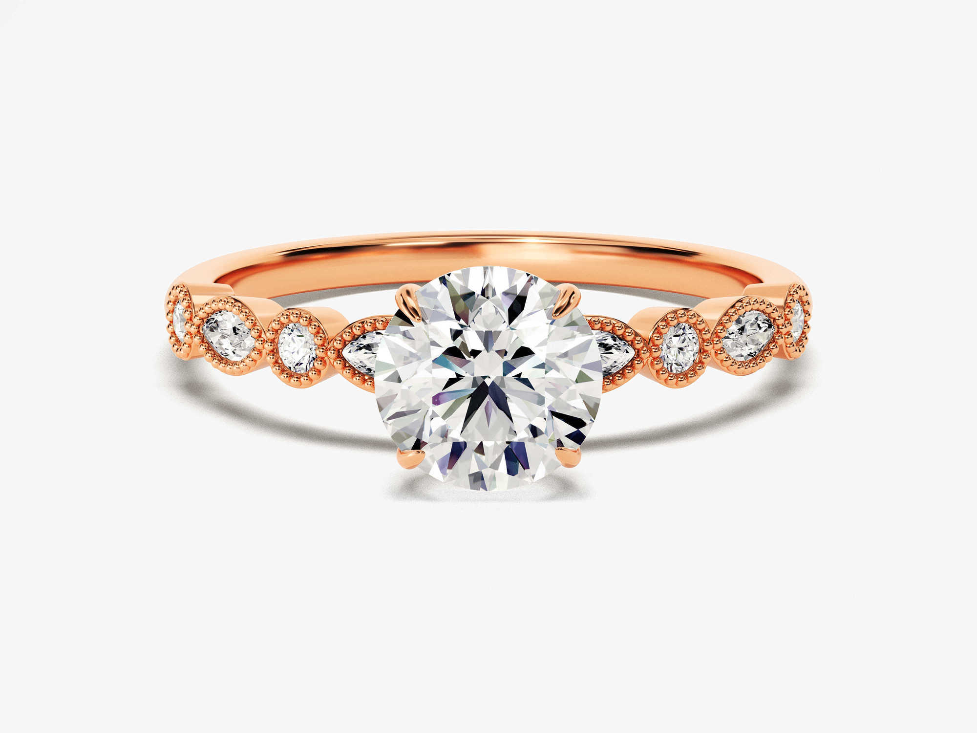 Engagement Ring 14k 18k Gold Vintage Promise Ring 1-2 CT Unique Lab Grown Diamond Ring