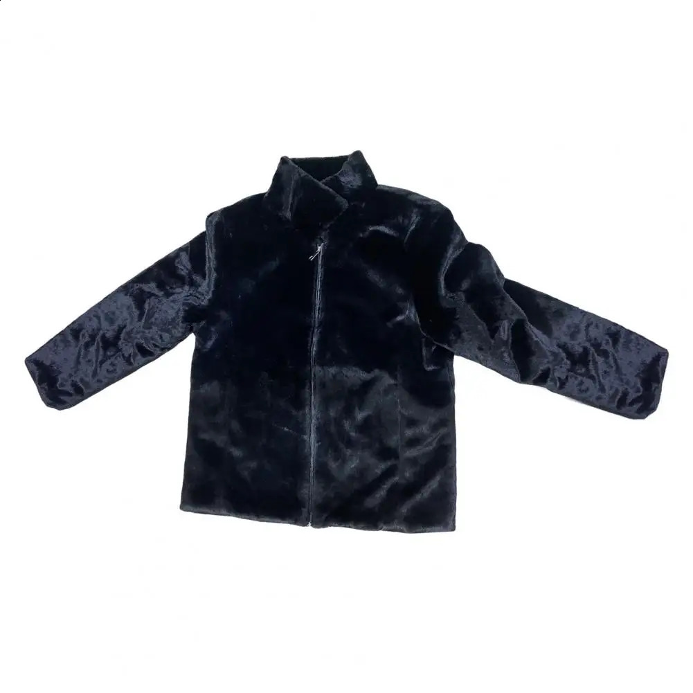 Winter Men Hooded Coat Solid Color Long Sleeve Mink Fur Jacket Zipper Placket Thick Fleece Male With Pockets 250107