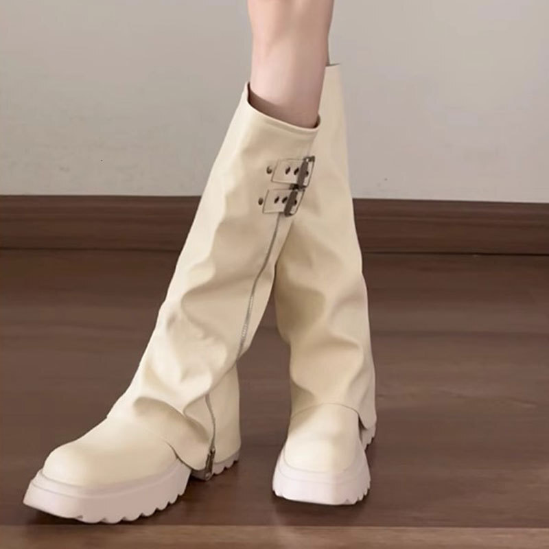 2024 New Autumn Collection Of Short For Women, Thick Soled But Not Over Knee Long Boots, Sponge Bottom Pants, Tube Knight Boots