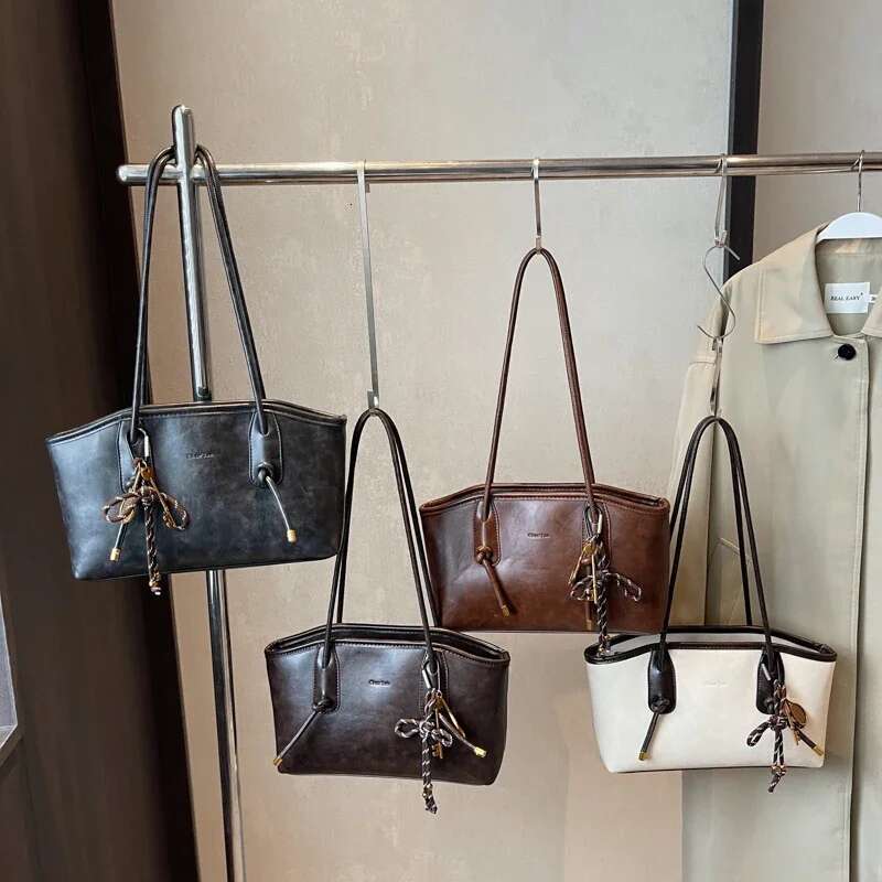 LEFTSIDE PU Leather Shoulder Bags For Women Winter Y2k Trend Female Crossbody Lady Handbags And Purses Retro Tote Bag